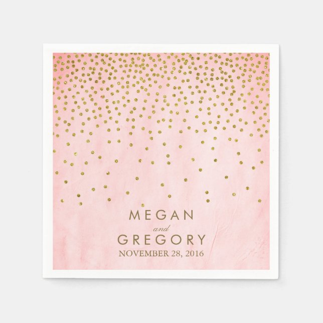 Vintage Gold Confetti Pink Napkin (Front)