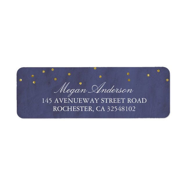 Vintage Gold Confetti Wedding Navy (Front)