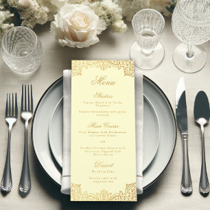 Vintage Gold Cream Elegant Script Antique Wedding Menu