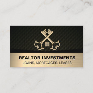 Vintage Gold Crossed Keys Real Estate Business Card