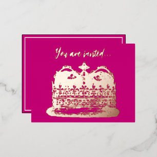 Vintage Gold Crown Frame Foil Invitation Postcard