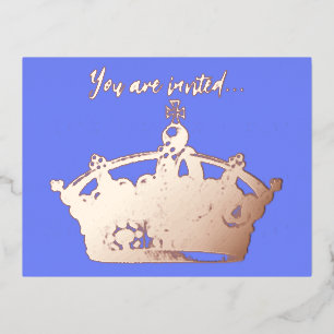 Vintage Gold Crown Frame Foil Invitation Postcard
