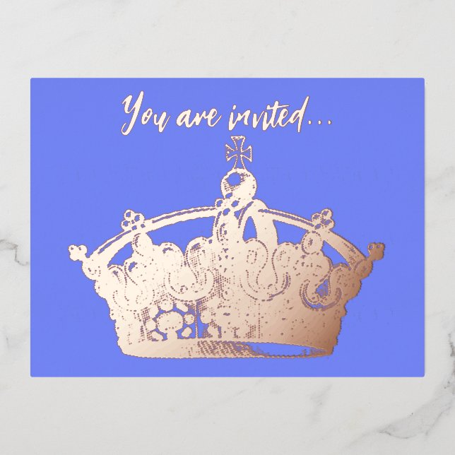 Vintage Gold Crown Frame Foil Invitation Postcard (Front)