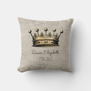 Vintage Gold Crown Memorial Keepsake Custom Text Cushion