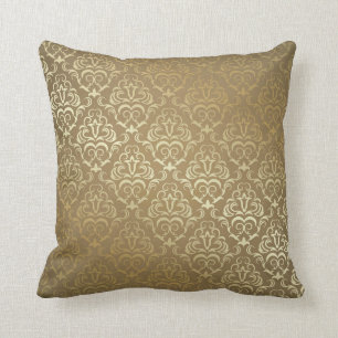 Vintage Gold Damask Print MoJo Throw Pillow