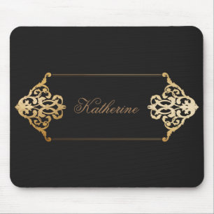 vintage gold decorative ornament monogram mouse mat