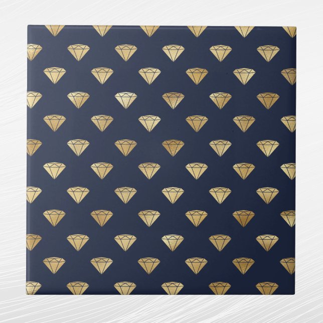 Vintage Gold Diamond Art Deco Navy Blue Tile (Creator Uploaded)
