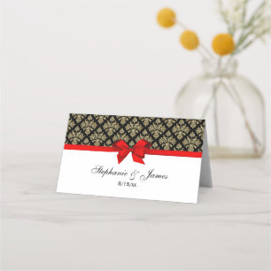 Vintage Gold DIY Damask DIY Bow Colour Escort Card