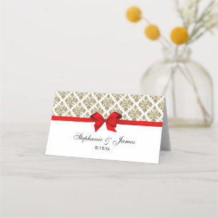 Vintage Gold DIY Damask DIY Bow Colour Escort Card