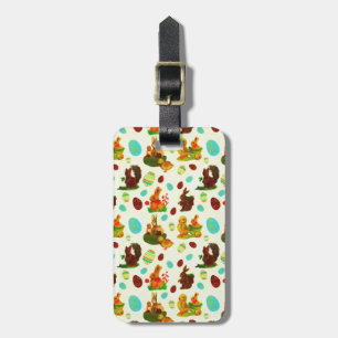 Vintage Gold Easter Eggs Garden Chicks Bunny Luggage Tag