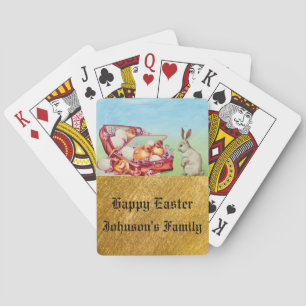 Vintage Gold Easter Rabbit Egg And Chick  Playing Cards