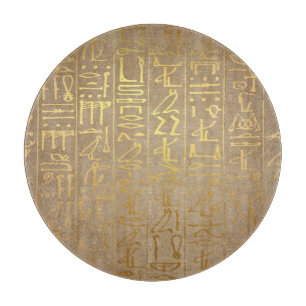 Vintage Gold Egyptian Hieroglyphics Paper Print Cutting Board