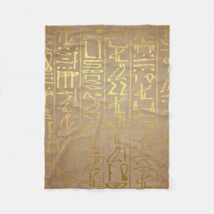 Vintage Gold Egyptian Hieroglyphics Paper Print Fleece Blanket