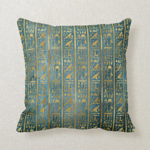 Vintage Gold Egyptian Paper Print Cushion