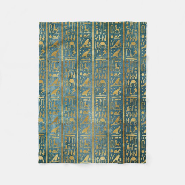 Vintage Gold Egyptian Paper Print Fleece Blanket (Front)