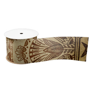 Vintage Gold Egyptian Paper Print Satin Ribbon