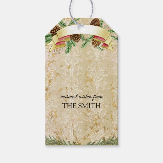 Vintage gold elegant background gift tags (Front)