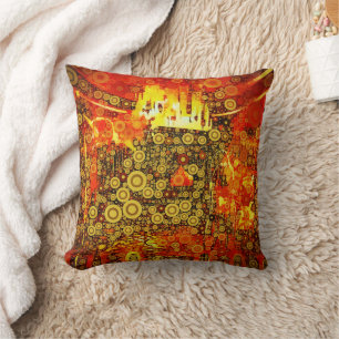 Vintage Gold Fire Abstract Cushion