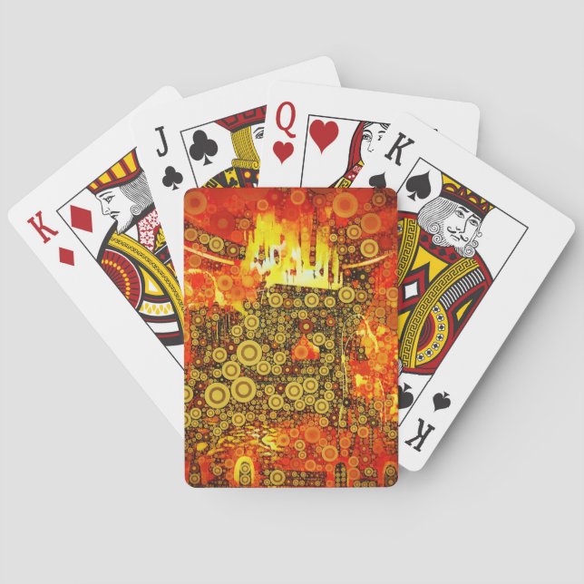 Vintage Gold Fire Abstract  Playing Cards (Back)