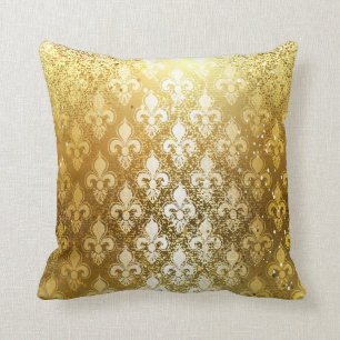 Vintage,gold,fleur de lis,antique,vintage,chic,fun cushion