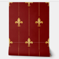 Vintage Gold Fleur-de-Lis Dark Red