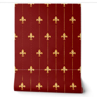 Vintage Gold Fleur-de-Lis (small scale) Dark Red