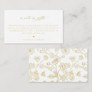 Vintage Gold Floral A Note On Gifts Wedding Enclosure Card
