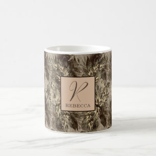 Vintage Gold Floral and Foliage Borders Monogram Coffee Mug