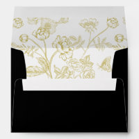 Vintage Gold Floral Black Wedding Invitation