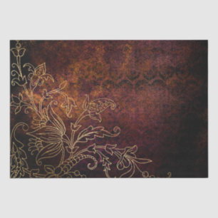 Vintage Gold Floral Grunge Damask Tissue Paper
