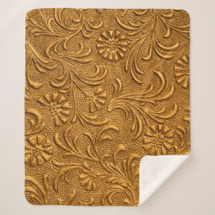 Vintage gold floral ornaments seamless pattern sherpa blanket