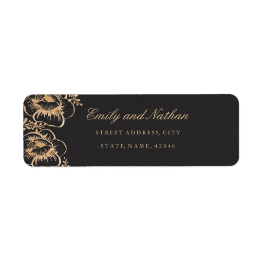Vintage Gold Floral Return Address Label