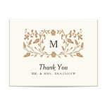 Vintage Gold Floral Thank You Card<br><div class="desc">Vintage library book inspired wedding thank you card design by Shelby Allison. Click the link below to view the entire Library Book Collection that includes matching invites,  rsvp cards,  postage stamps and more.</div>