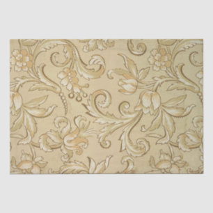 Vintage Gold Floral Tulip Flower Scroll Decoupage  Tissue Paper