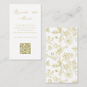 Vintage Gold Floral Wedding Photo Site Enclosure Card