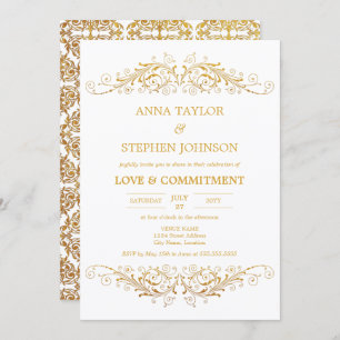 Vintage Gold Flourish Commitment Ceremony Invitation