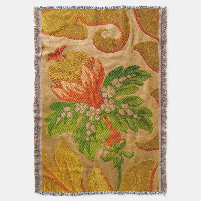 Vintage gold flowers woven blanket jacquard (Front Vertical)