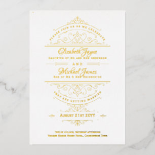 Vintage GOLD FOIL Classic White Ornate Wedding