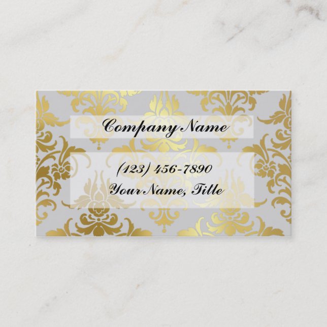 Vintage Gold Foil Damask Business Card (Front)