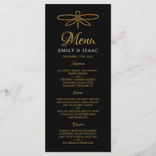 Vintage Gold Foil Dragonfly Wedding Menu