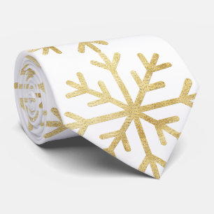Vintage Gold Foil Snowflakes Christmas Neck Tie