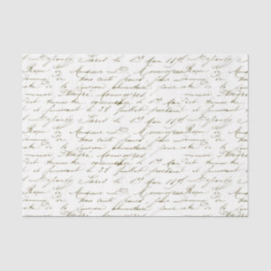 Vintage Gold French Script Handwriting Cursive Tis Tissue Paper