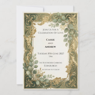 Vintage Gold Garden Frame Wedding Invitation
