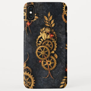 Vintage Gold Gears & Red Neon Mythic Cyberpunk  iPhone XS Max Case