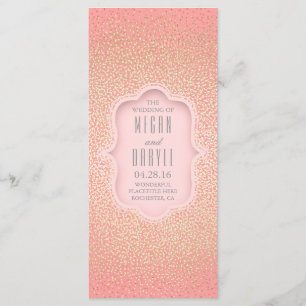 Vintage Gold Glitter Confetti Pink Wedding Program Programme