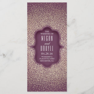 Vintage Gold Glitter Confetti Plum Wedding Program Programme