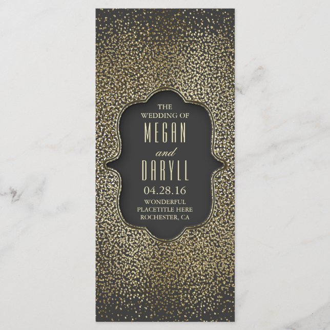 Vintage Gold Glitter Confetti Wedding Programs Programme (Front)