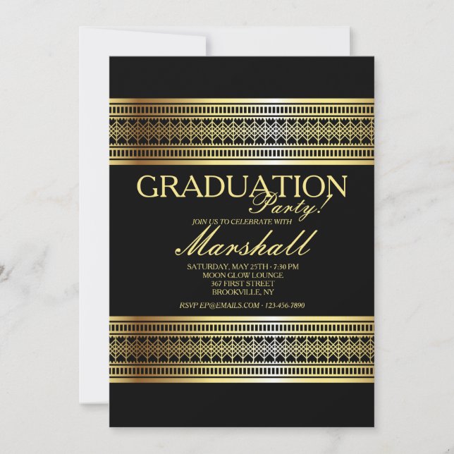 Vintage Gold Graduation Invitation (Front)