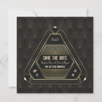 Vintage Gold Great Gatsby Wedding Save The Date