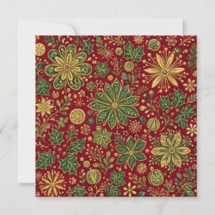 Vintage Gold Green Holly Christmas Botanical Card